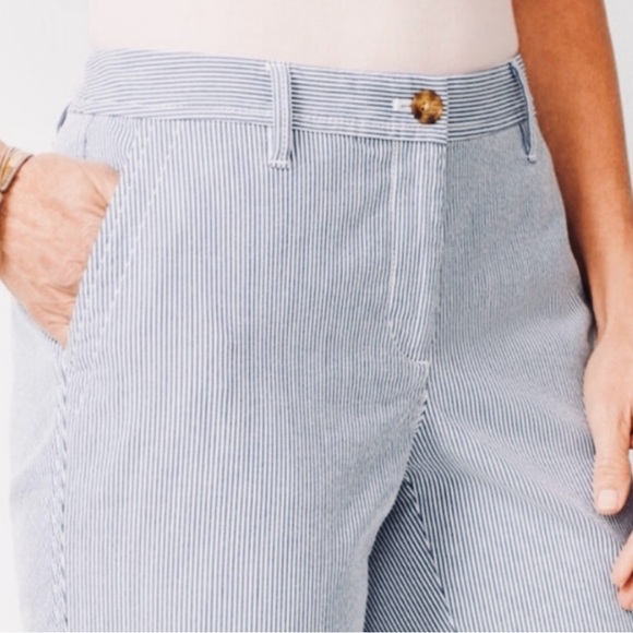 Talbot Girlfriend Chino Pants in White with Blue Stripes Size 4P - Picture 3 of 7